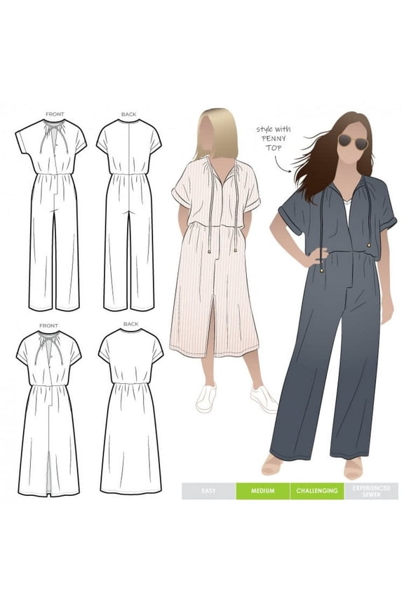 Sewing Pattern Eadie Jumpsuit & Dress Women