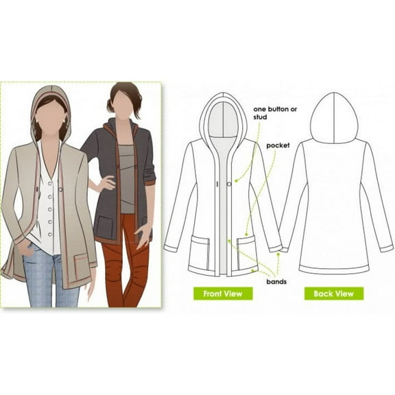 Style Arc Sewing Pattern Heidi Hooded Cardigan Women