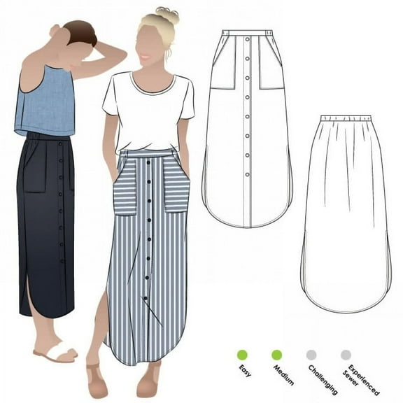 Style Arc Sewing Pattern Indigo Maxi Skirt Women