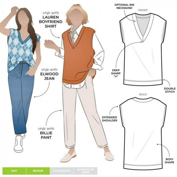 Style Arc Sewing Pattern Keith Knit Vest Women