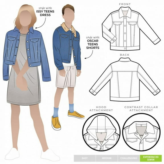 Style Arc Sewing Pattern Kids Charlie Jacket Kids, Teenagers Ages 8-16 Jackets