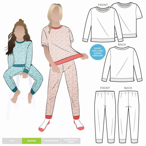 Style Arc Paper Sewing Pattern Kids Childrens PJ Set - Pyjamas for Kids, Teenagers