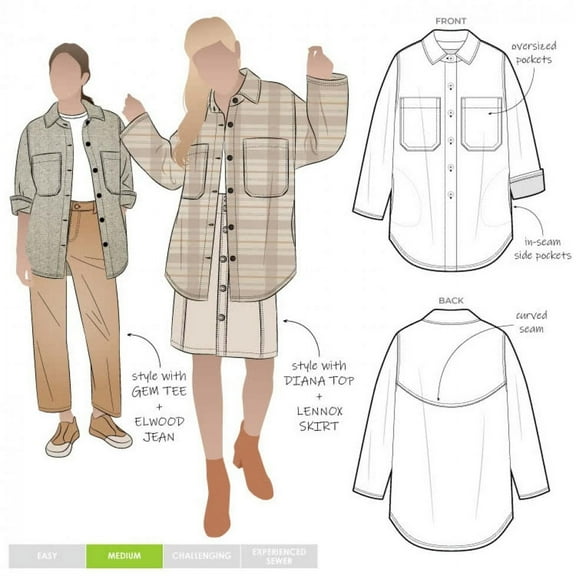 Style Arc Sewing Pattern Logan Shacket Women