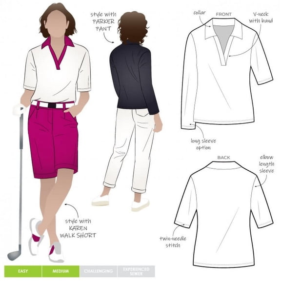 Style Arc Sewing Pattern Raph Knit Polo Top Women