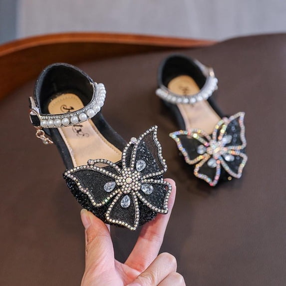 Style Baby Girl Sandals Bow Princess Shoes Butterfly Pearl Sandals Girls Sequin Dance Performance Shoes