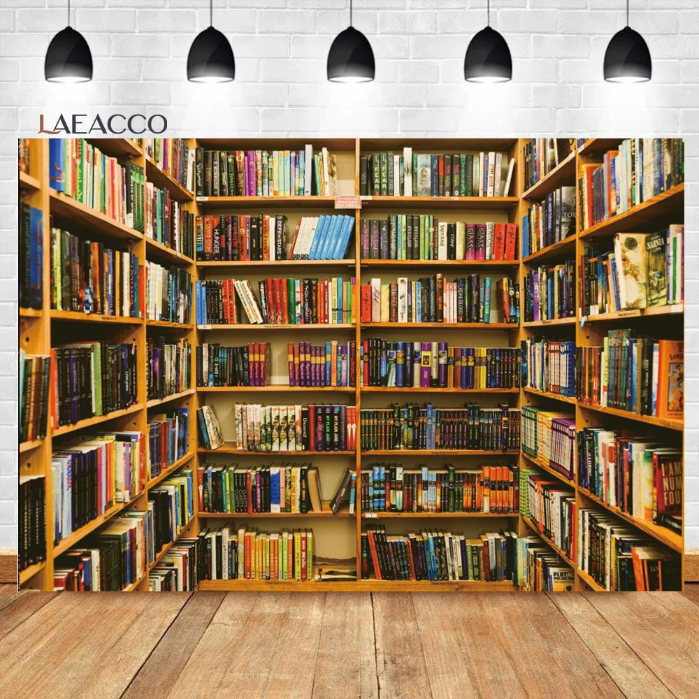 Style Back to School Graduation Backdrops Modern Bookshelf Library Baby