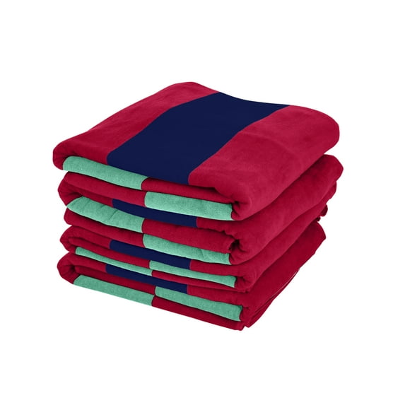 Style Basics 4 Pack PLUSH Woven Cabana Stripe Yard Dyed Cotton 40 X 70" Beach Towel