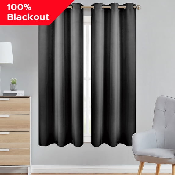 Style Basics 63 Inch Long Blackout Curtains For Bedroom 100% Total Light Blocking Thermal Insulated Lined Grommet (Polar Gray, 37"W X 63"L (2 Panels))