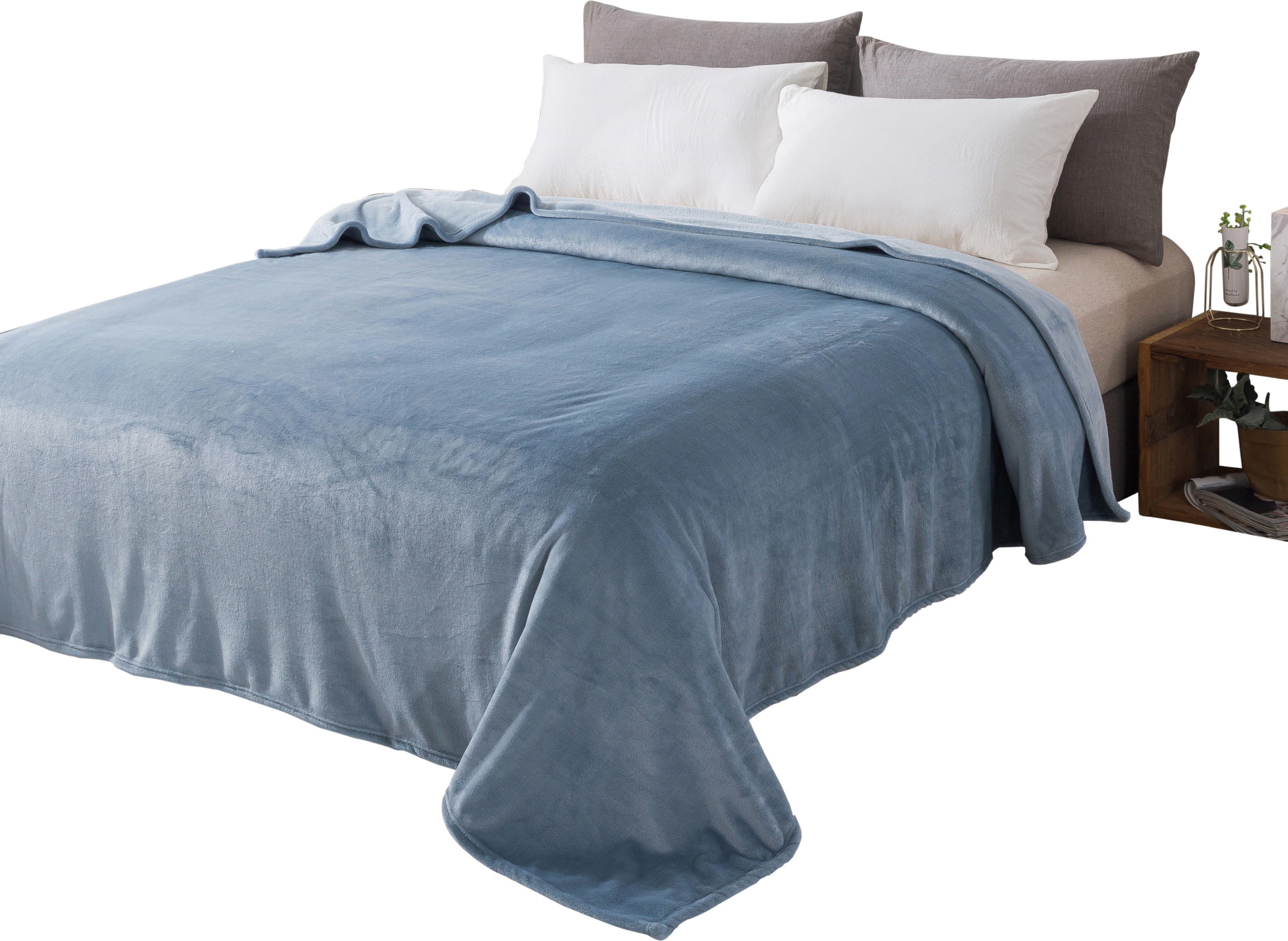 Style Basics Bed Blanket - Solid Plush - Silky Soft and Cozy, Flannel Fleece Velvet, Baby Blue, Twin 60 X 90