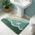 thumbnail image 1 of Style Bath Mat Non Slip Bathroom Rug Absorbent Quick Dry Wave Pattern Machine Washable 15.74x23.62 Inch（Green）, 1 of 6