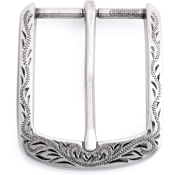 Style Belt Buckle, 1.5 Inch Width, Decorative Floral Pattern HRBK D82590 (Antique Silver)