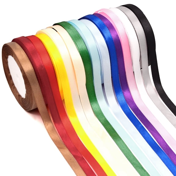 Style-Carry 15 Rolls Assorted Color Satin Ribbon Rolls 0.39 inch 24 yards Thin Fabric Ribbon for Gift Wrapping DIY Crafts Balloon Decoration