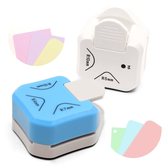 Style-Carry 2 Pack Paper Craft Punch Tool Set,Blue 3 in 1 Round Corners Cutter and White Single Hole Punch for Card Photo Scrapbook Paper Craft Making