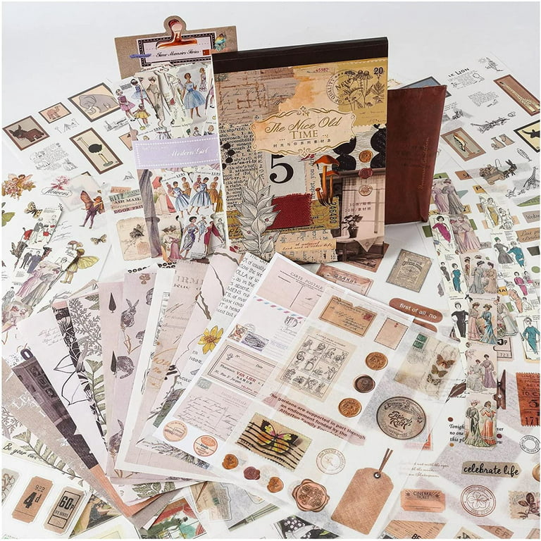 Style-Carry 453 Pcs Vintage Stickers for Journaling Scrapbooking