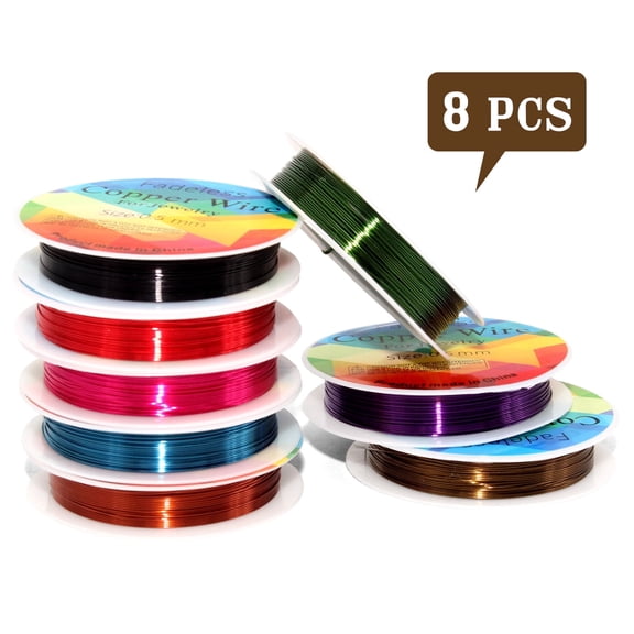 Style-Carry 8 Rolls 24 Gauge Colored Copper Jewelry Wire Kit, Jewelry Making Supplies, Beading Floral Craft Wire, 20 feet per Roll