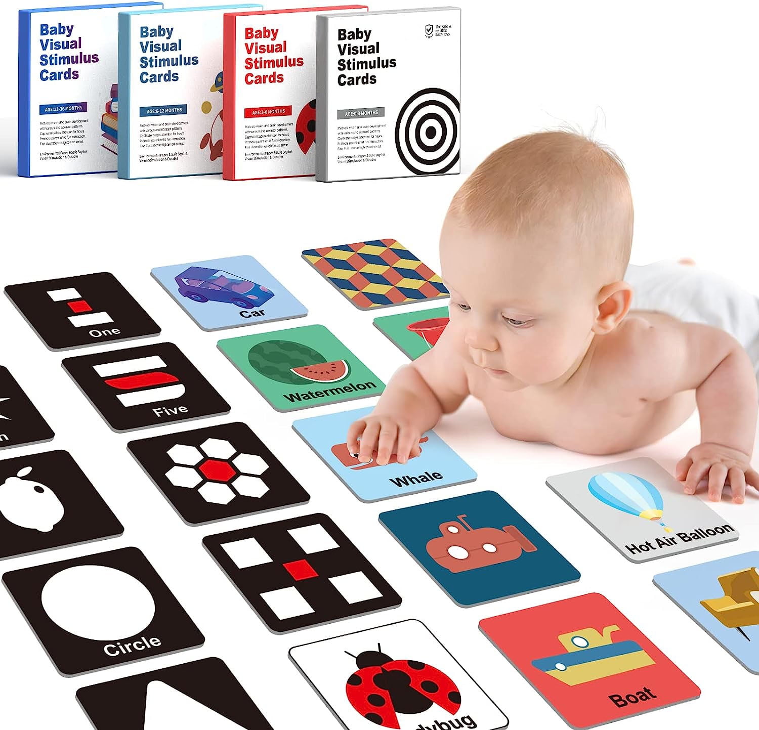 72 Sheet High Contrast Baby Flash Cards for Visual Stimulation, Black and  White Visual Stimulus Baby Cards, Infant Newborn Baby Toys 0 3 6 12 36