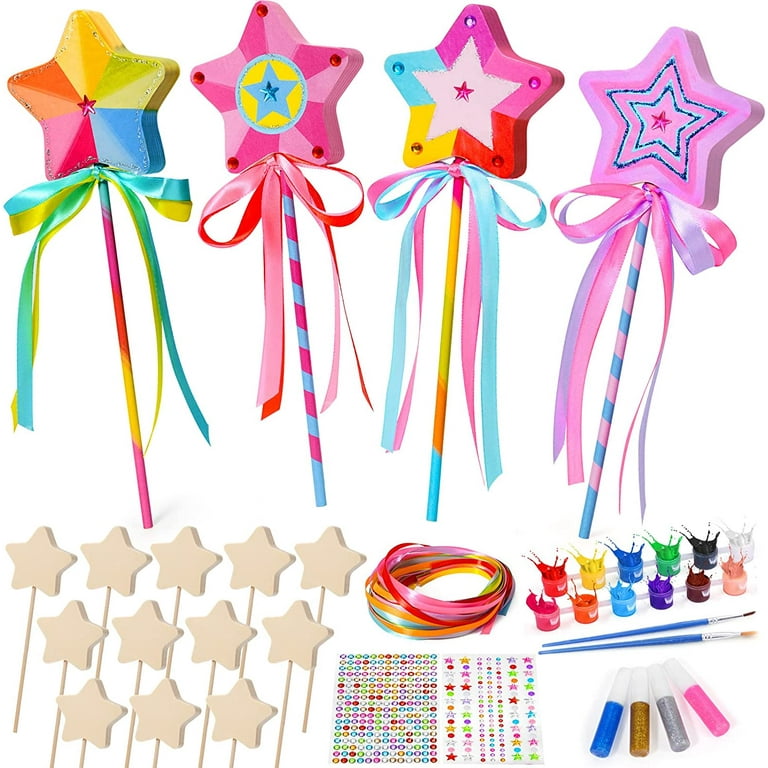 Style-Carry Crafts for Kids, DIY Princess Wand Kit for Ages 4-6 6-8  Children to Build and Paint, Painting for Kids 4-8, Arts and Craft Gifts  for Girls