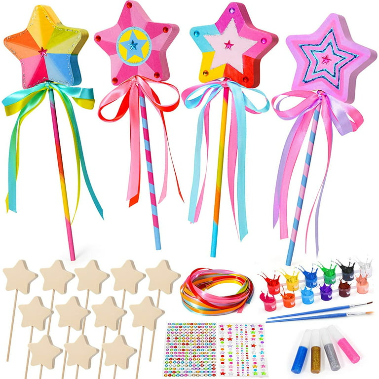 Style-Carry Crafts for Kids, DIY Princess Wand Kit for Ages 4-6 6-8  Children to Build and Paint, Painting for Kids 4-8, Arts and Craft Gifts  for Girls Kids Ages 4-12, Ideal Christmas