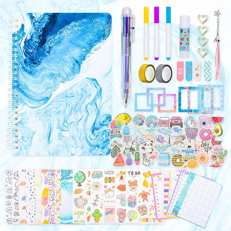 Style-Carry DIY Journal Set, Journal Kit for Girls 9 10 11 12 Years Old,  Journaling Arts Craft Kit(Blue) 
