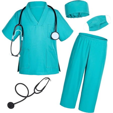 Style-Carry Doctor Role Play for Kids come with scrubs pants and accessories, suitable for boys and girls aged 3 4 5 years old