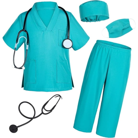 Style-Carry Doctor Role Play for Kids come with scrubs pants and accessories, suitable for boys and girls aged 3 4 5 years old