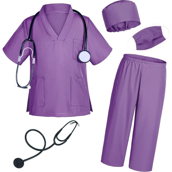 Style-Carry Doctor for Kids Come with Scrubs Pants and Accessories, Suitable for Boys and Girls Aged 3 4 5 Years Old