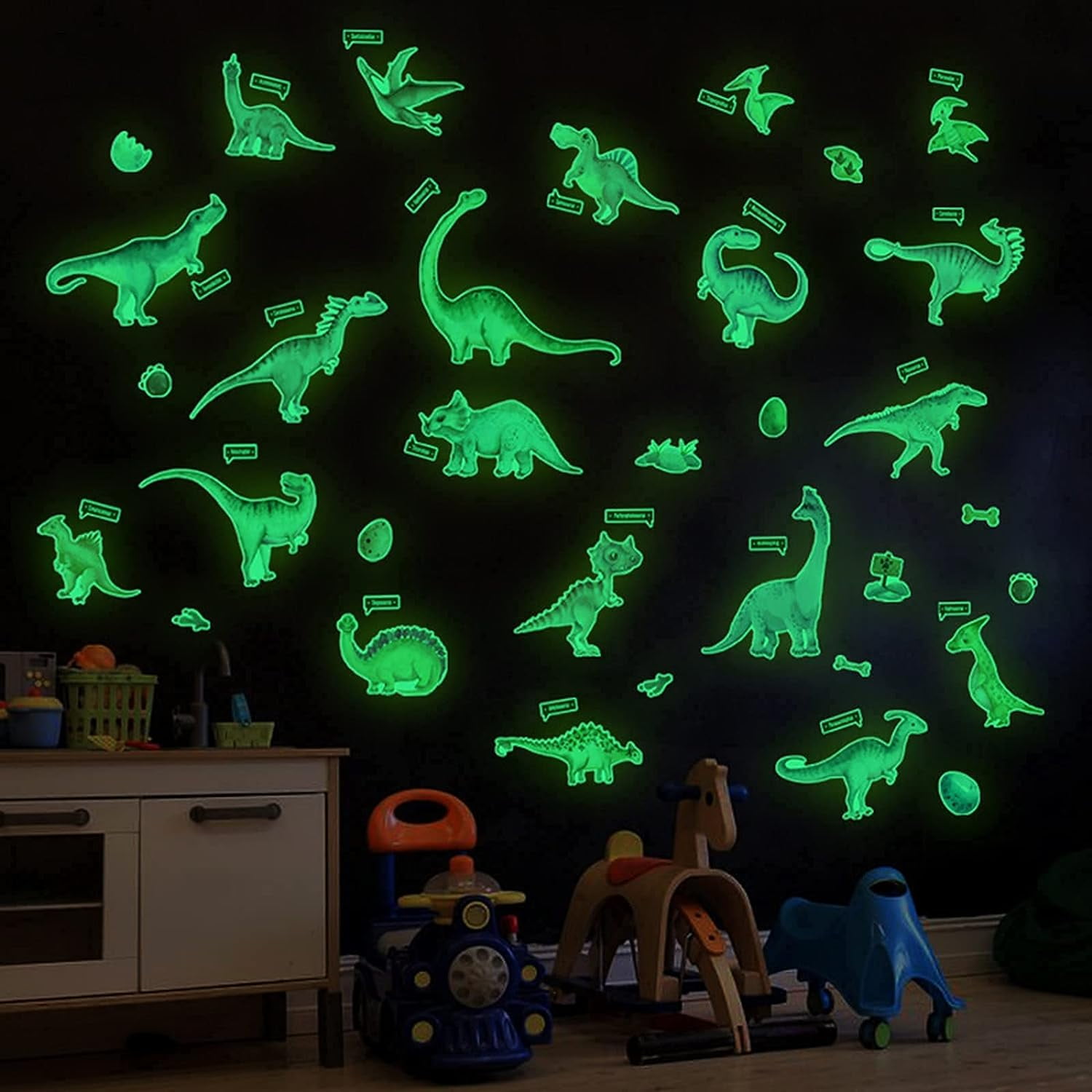 StyleCarry Glow in Dark Dinosaur Wall Decals Stickers, Removable