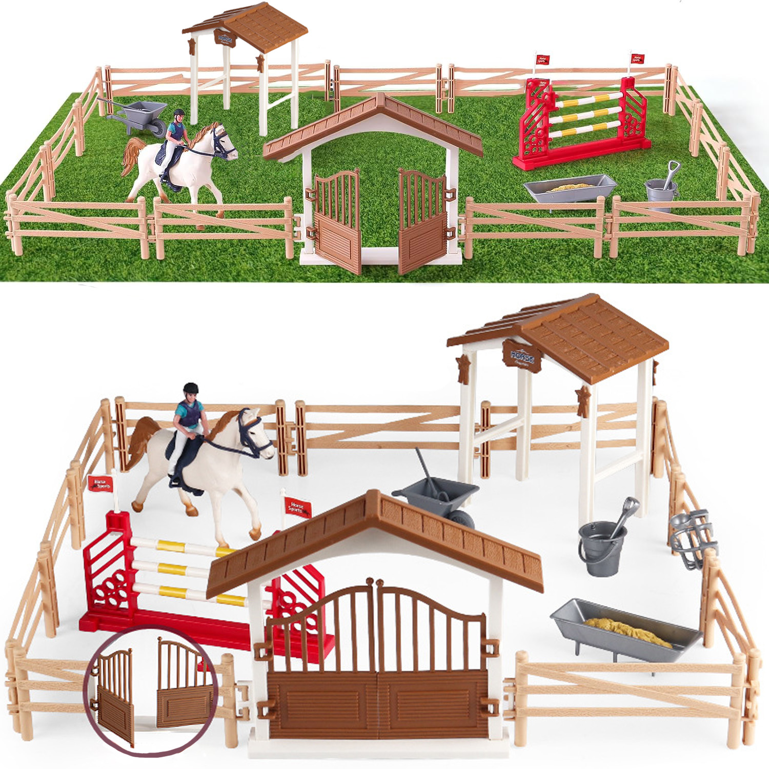 Melissa & Doug TakeAlong ShowHorse Stable Play Set With Wooden Stable Box and 8 Toy Horses