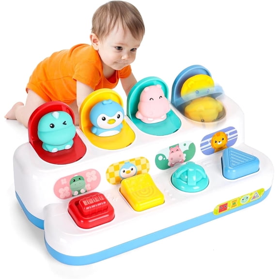 Style-Carry Interactive Activity Toy for Babies, Cause and Effect Toys, Montessori Toy for 6-12 Months Boys Girls, Activity Center Toy Cute Animal Learning Game