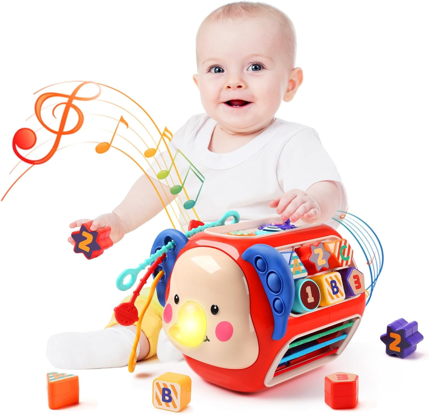 StyleCarry Montessori Toys 612 Months, Elephant Baby Activity Cube