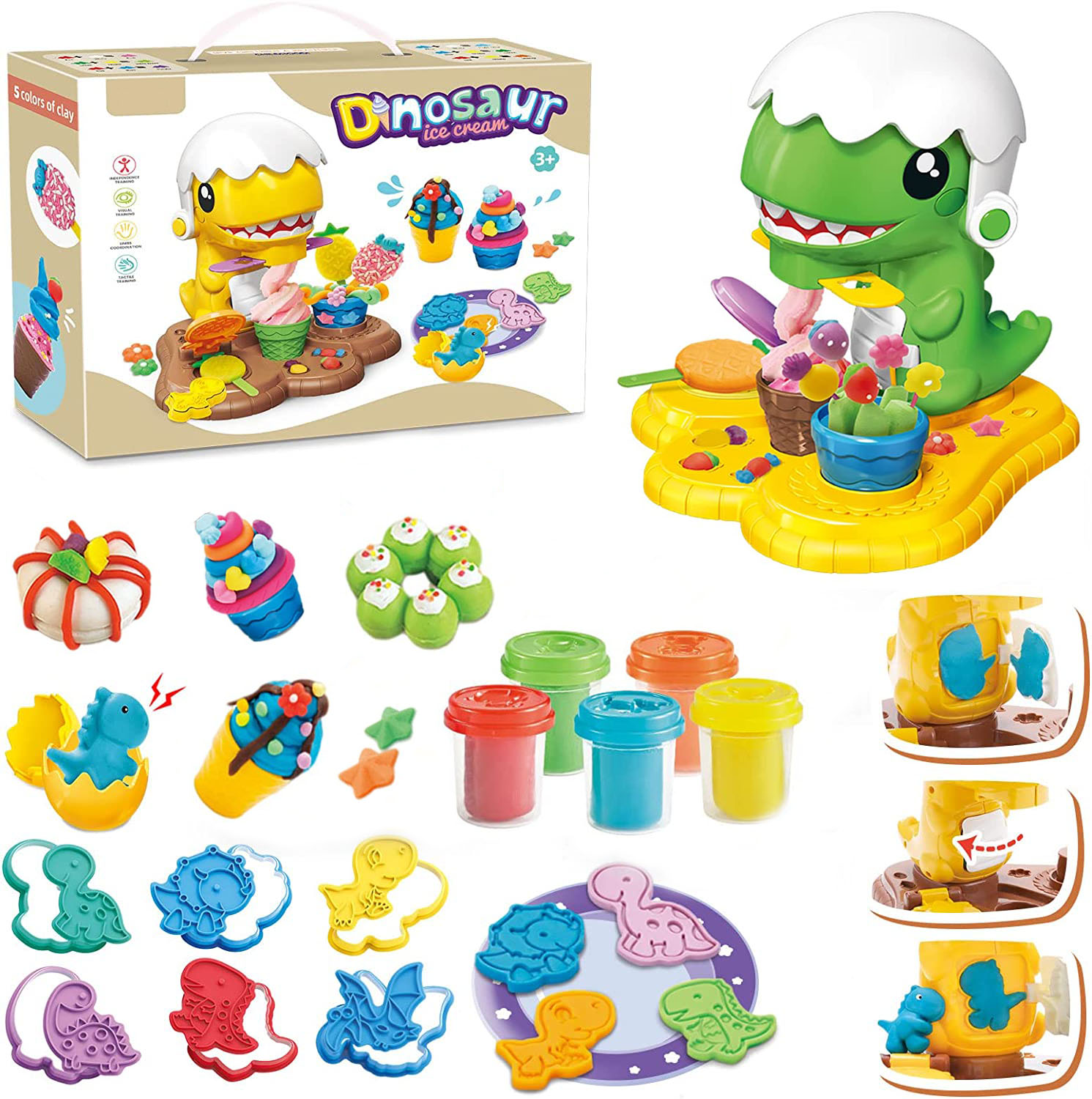 StyleCarry Play Dough Set Dinosaur Play Doh Set Toys for Kids Toddlers