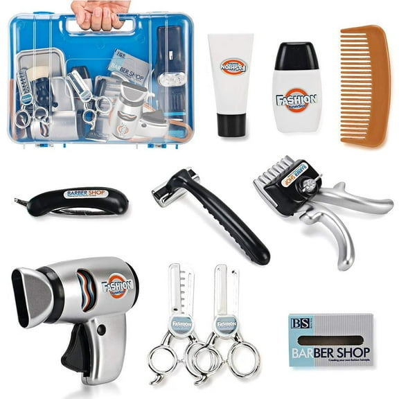 Style-Carry Pretend Play Shaving and Grooming Kit for Kid, Toys for 3-6 Years Boys, Makeup Barber Set with Storage Box, Christmas Birthday Gift for Boys 3 4 5 6 7 Year Old