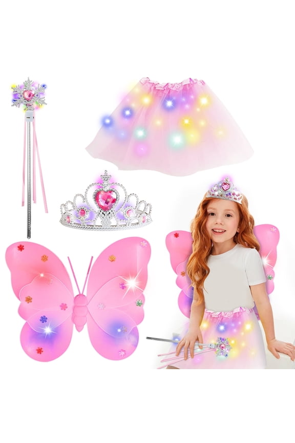 Princess Toys for Toddler Girls 3 4 5 6 Year Old, Princess Dress Up for Girls 3-6, Light Up Butterfly Wings Toddler Toys Age 2 3 4 5 Girls