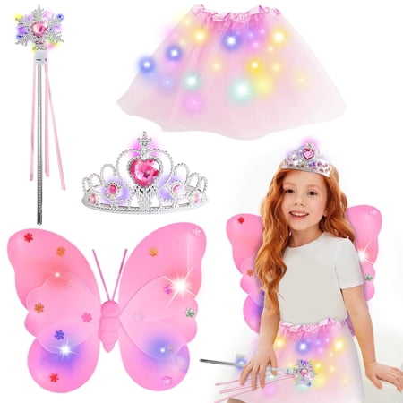 Style-Carry Princess Toys for Toddler Girls 3 4 5 6 Year Old, Princess Dress Up for Girls 3-6, Light Up Butterfly Wings Toddler Toys Age 2 3 4 5 Girls
