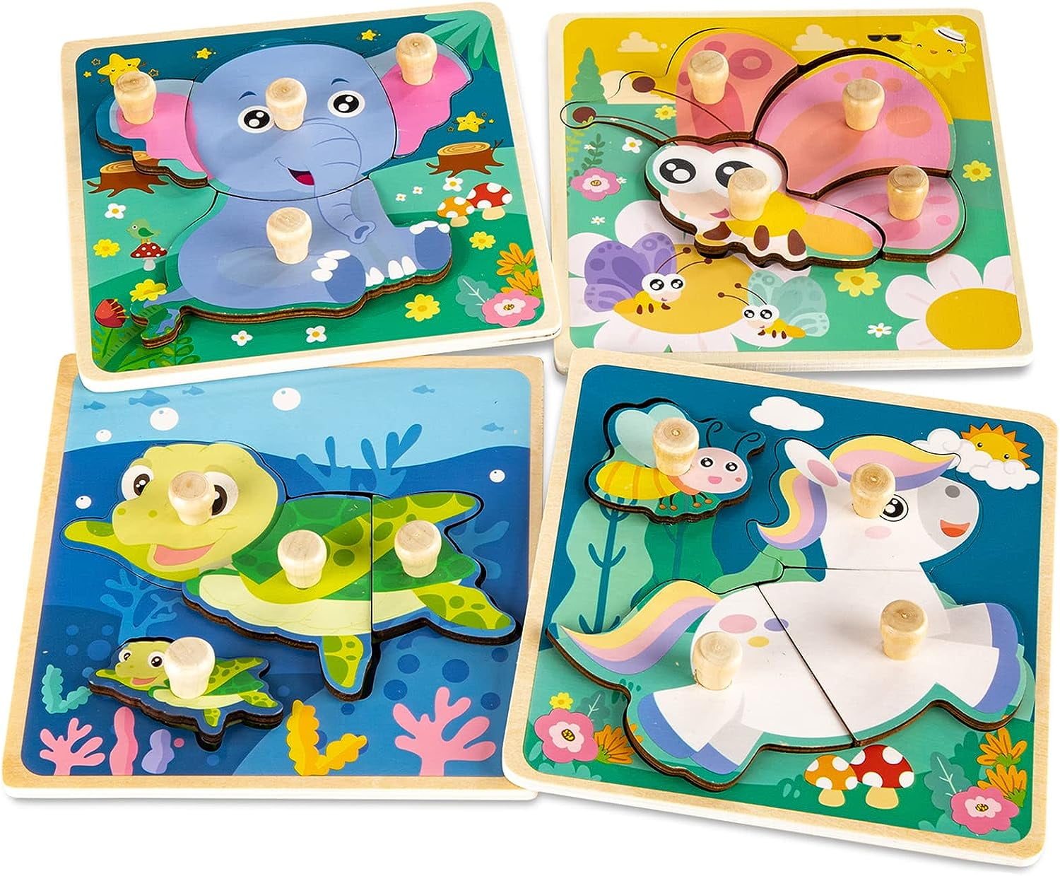 StyleCarry Puzzles for Kids, Wooden Peg Puzzles for Toddlers 1 2 3 4