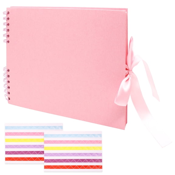 Style-Carry Photo Album DIY Scrapbook 8 x 12 inch 80 Pages with 2 Photo Corner Stickers Memory Picture Book for Scrapbooking Wedding Travel Memory Storage,Pink