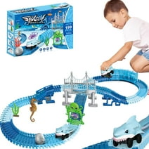 Style-Carry Toys for 3-6 Years Boys, Shark Race Track Toy, Track Playset with Shark Car for 3 4 5 6 Years Old Boy Girls STEM Educational Playset Birthday Gift