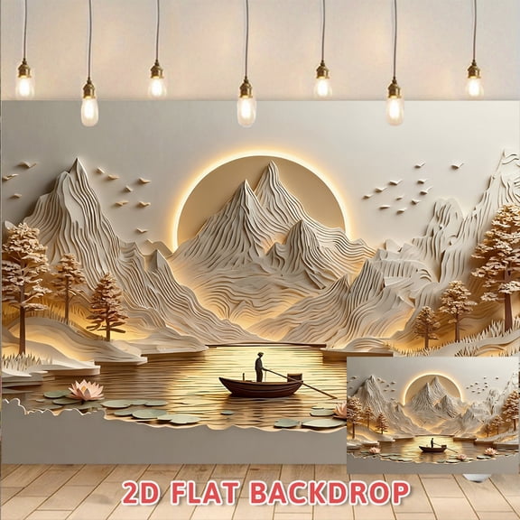 Style Chinese Landscape Backdrop,Wall Hanging Decor for Living Room Bedroom,Photo Studio Live Stream Background Cloth,Ambient Decor for Study and Tea Room