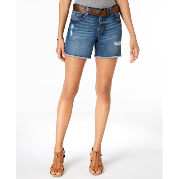 Style & Co Belted Ripped Denim Shorts Spice 4