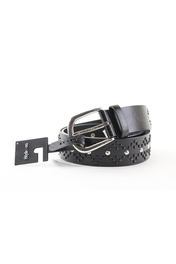 Black Enamel Studded Belt