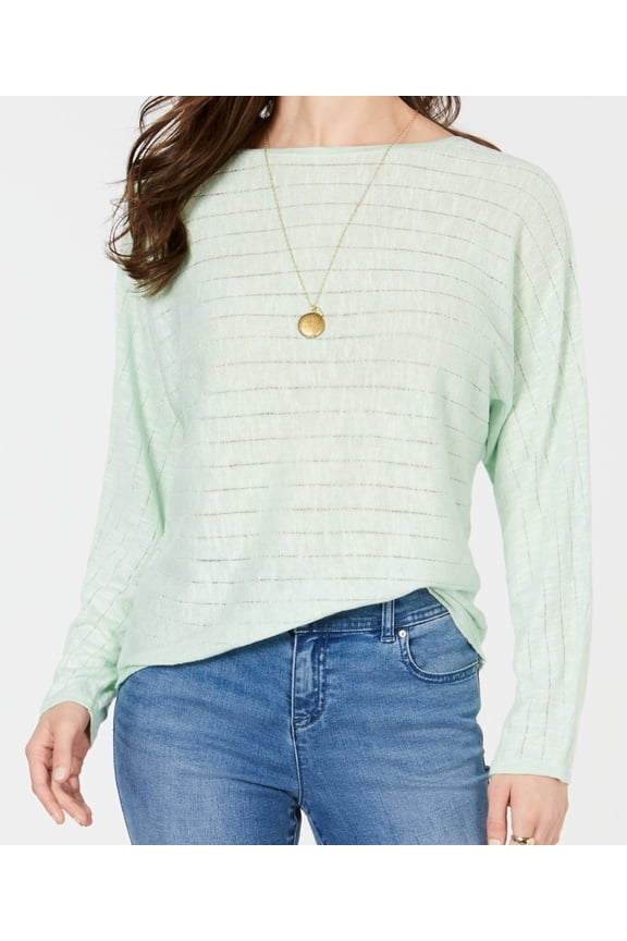 Style & Co Boat Neck Dolman Sleeve Sweater Light Green S