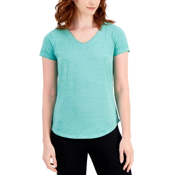 Style & Co Burnout V Neck T-Shirt Bold Emerald 2XL