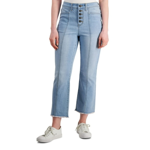 Style & Co Button Fly Cropped Jeans Open Desert 18