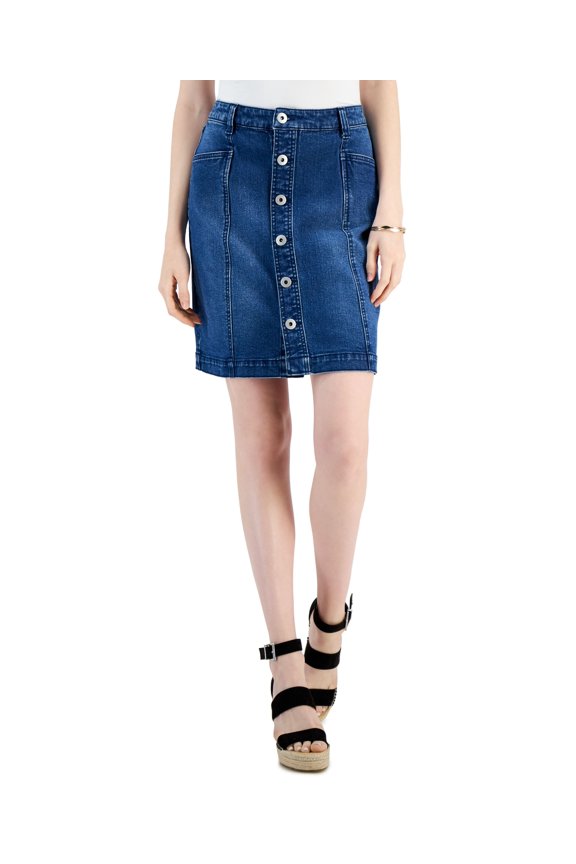 Style & Co Button Fly Denim Skirt Ranger 18