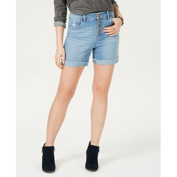 Style & Co Button Front Denim Shorts Lullably Wash 18