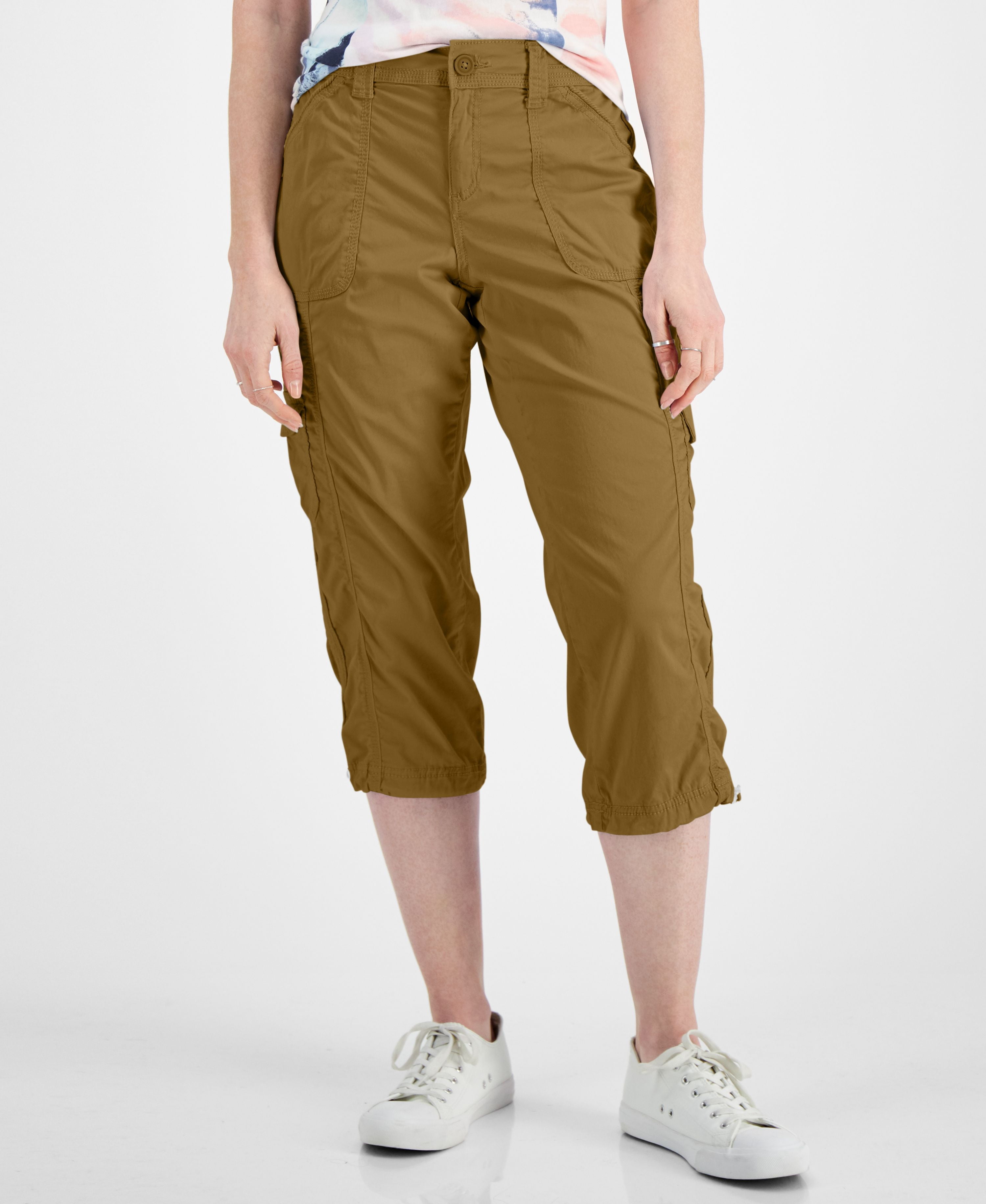 Style & Co Women's Cargo Capri Pants Yellow Size 14