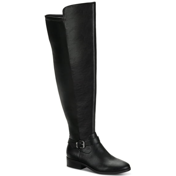 Style & Co Charlaa Womens Buckled Over-the-Knee Boots, Black Smooth, 10.5