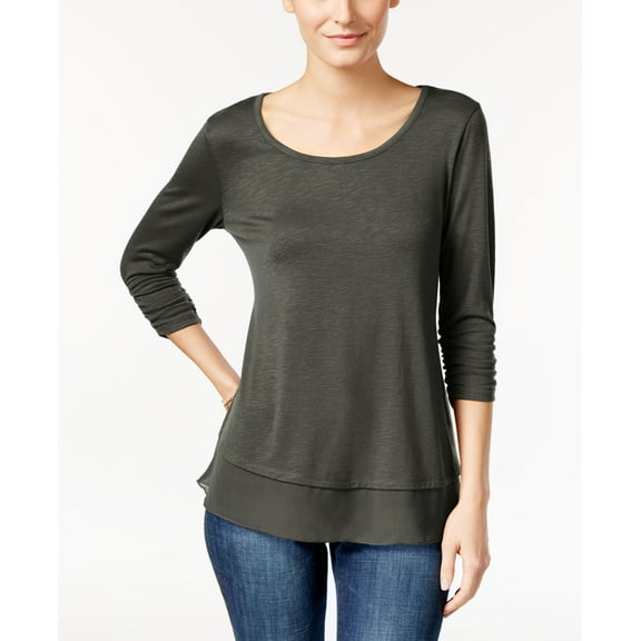Style & Co Chiffon Hem Top Bastille Grey 2XL