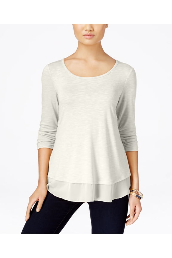 Style & Co Chiffon Hem Top Cloud M