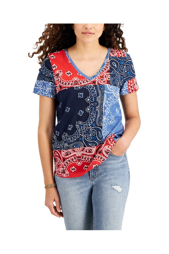 Style & Co Cotton Printed T-Shirt Multi Combo XS